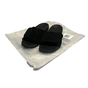 Medical Soles Black Slides Sandals Adjustable Strap - M5 W6